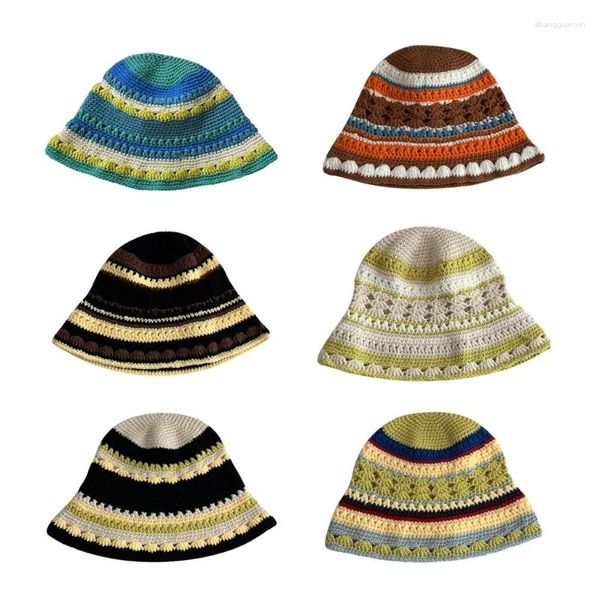 Beretti Colore all'uncinetto Cappello abbinino Fisherman leggero per ragazze campeggio