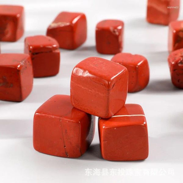 Figurine decorative 7 pezzi Cristallo rosso naturale Crystal Crystal Piece lucido Cubo Square Reiki Healing Stones semi-prezioso