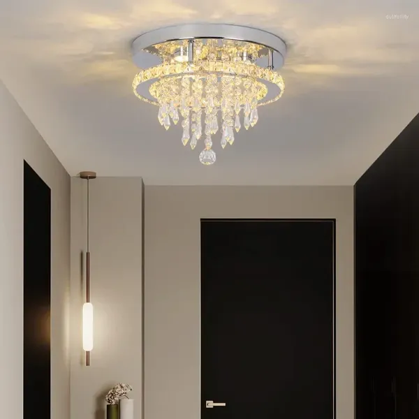 Luci del soffitto moderno lampadario in cristallo k9 LED LED per sala da pranzo in acciaio inossidabile lampada lampada cucina cucina il ciondolo a luminaire