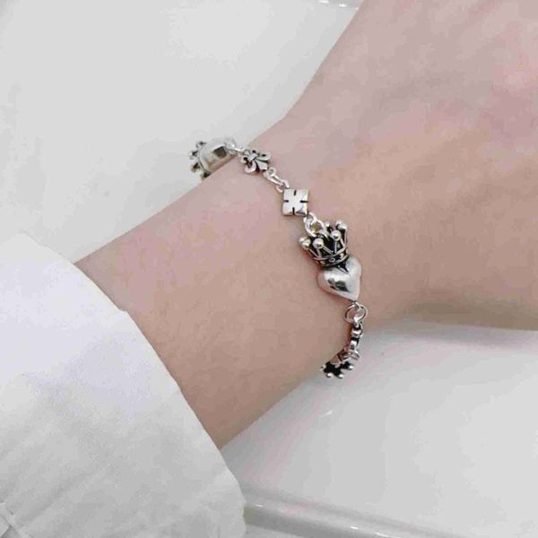 Modische einzigartige Persönlichkeitsdesign Sense Crown Acker Armband Cool Cool Cool Cool Girl S925 Dickes Silberarmband