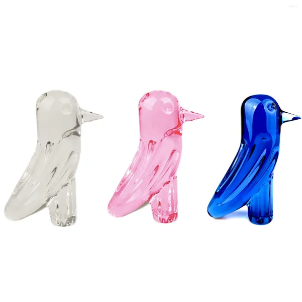 Dekorative Figuren Glaskristall Vogel Tier lebendig Ornamente Statuen Pink Blue White Figurin Skulptur Kunsthandwerk Desktop Dekor