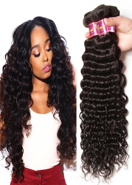 Brasiliano Human Remy Virgin Hair Wave Deep Hair intreccia le estensioni dei capelli Colore naturale 100 GBundle Double Wefts 3BundlesLot6612790