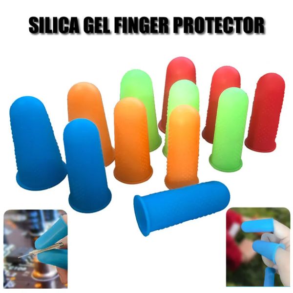 Lieferungen 10 Set/ 30pcs Kieselgel Finger Cot Antislip Antistata Gummi -Fingerschutz für DIY -Küche Rpairing Tattoo Garden Pick