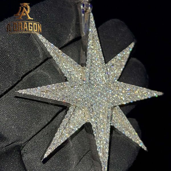 Iced Out VVS Moissanite Diamond Diamond Solid Gold Lated Sier Sier Design Star of David Pendant для мужчин