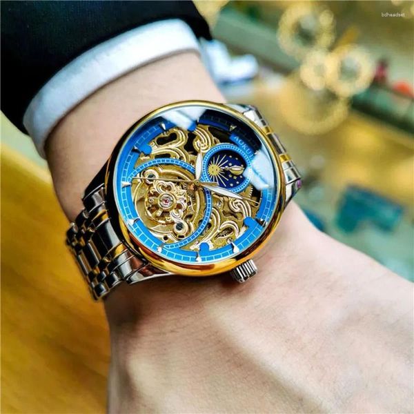 Orologi da polso Aokulasic Luxury Mechanical Automatico Orologio Cavo di marca Hollo-End Waterproof Men Orologs Orologio RELOJ HOMBRE 2024