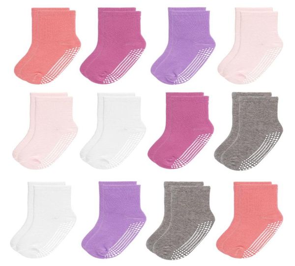 Dicry baby girl boys non slip calzini da equipaggio con impugnature skid suola in forma da 6 mesi a 7 anni bambini a più colori Cotton3709026