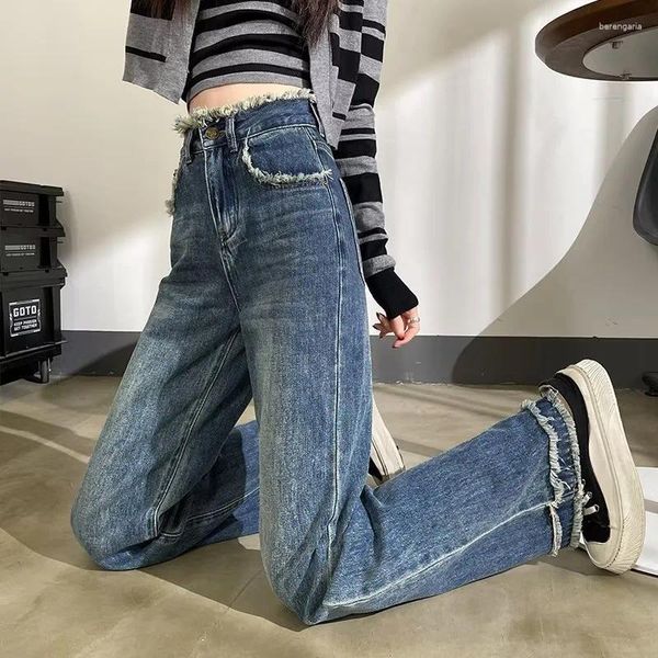 Frauen Jeans 2024 Frauen Streetwear Vintage Denim Pant Korean Fashion Baggy Frau High Taille Design weibliche Hosen Y2K Hosen