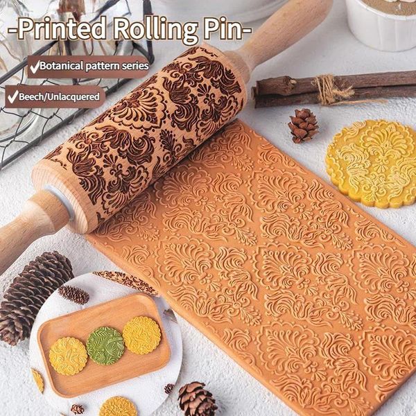 Baking moldes criativos de relevo floral criativo Rolling Pin Home Tools DIY