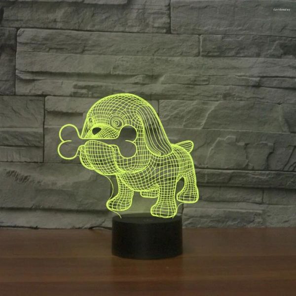 Luci notturne nighdn dog light touch 7 colore mutevole 3d lampada lampada decorazione regalo di compleanno regalo per bambini per bambini