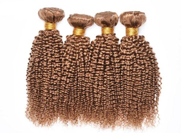 4 PCs menschliches Haar Bundles Kinky Curly 27 Honigblonde Brasilianische peruanische malaysische Jungfrau Curly Human Hair Webe Extension billig 3978305