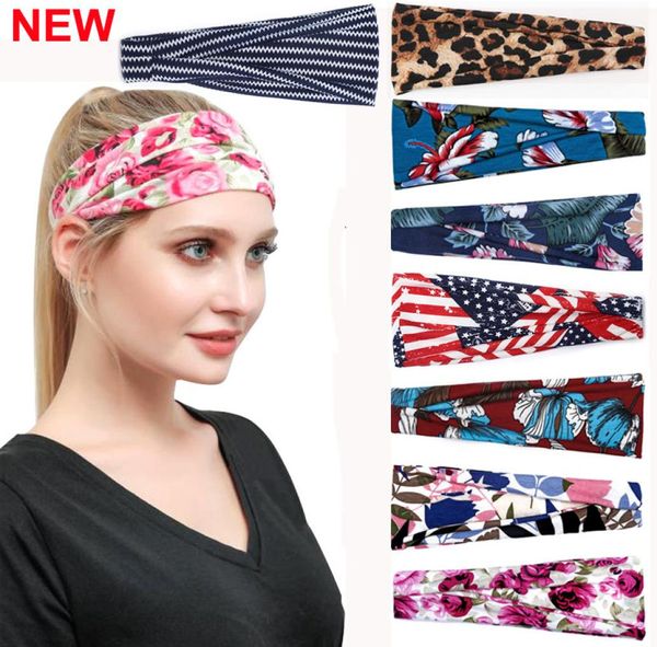 Bandas de cabeça boho impressão bandeira de cabelo moda wrap hairband band vintage elástico elegante tecido turbante esportes ioga bandana de cabeça suor abso85500576