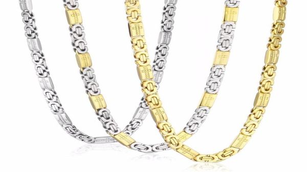 Necklace in acciaio inossidabile di alta qualità Catena maschile per uomini intagliato bizantino gioielli in oro tono argento larghezza 8 mm di lunghezza 55 cm 22inch244p8436808