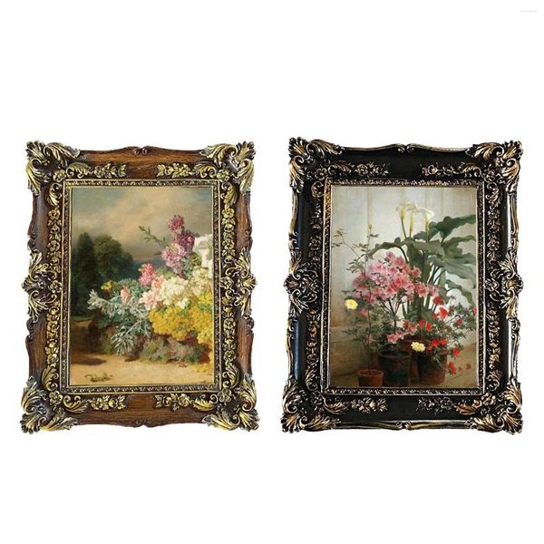 Quadros resina quadro de imagem 5x7 Estilo vintage Po em relevo floral para decoração de casa