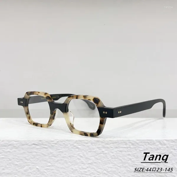 Óculos de sol 2024 Pequenos retangulares masculinos e femininos de personalidade de moda de alta qualidade Fibra de fibra transparente lentes