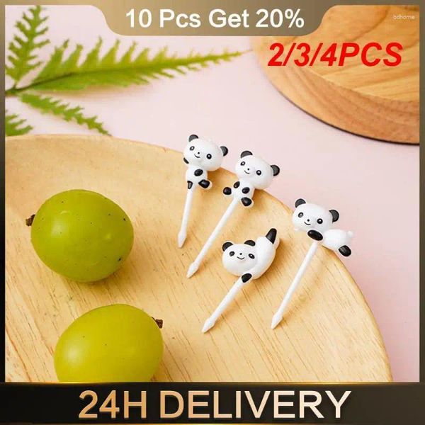 Gabeln 2/3/4pcs Kinder Snack Dessert Picks Panda Form für Obstgebäck Desserts Tieraufkleber Kinder Tabelle Geschirr