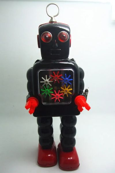 Lustige klassische Kollektion Retro Clockwork Wind Up Metal Walking Tin Gear Hochranger Roboter Spielzeug Mechanical Kids Weihnachtsgeschenk 240401