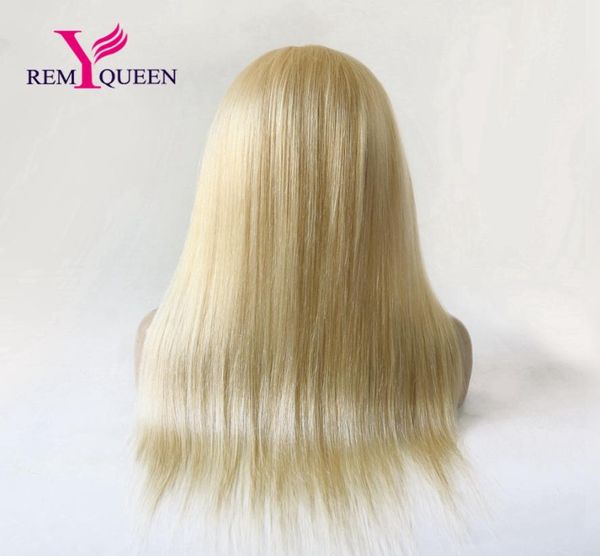 Remy Queen Indian Luxury Blonde 613 LACCIO FULLE WIG Silky Straight 130 densità 10a Virgin Remy Capelli traspirato con il pizzo traspirato con H6999183 naturale H6999183