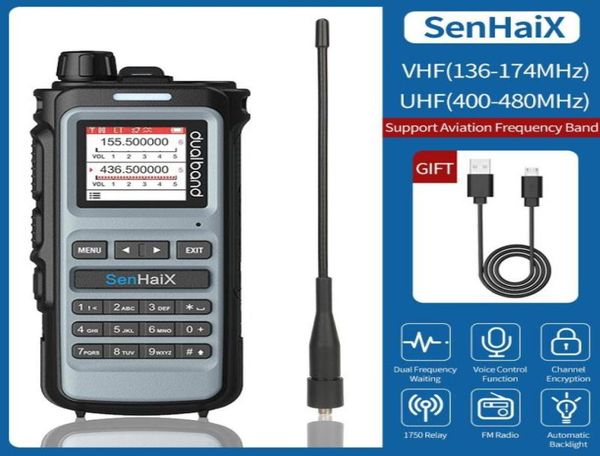 Walkie Talkie Senhaix 8600 Air Band Uvhf Dual Pip54 Ham Bidirecionada Transceptor à prova d'água portátil Adicionar USB Charger8512591