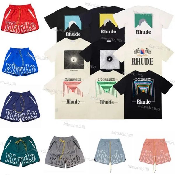 RHUDE T-SHIRT Summer Designer camiseta Men t Camisetas tops letra de luxo Camisa de impressão de letra masculina Mulheres roupas de manga curta 18FW 3D Tshirts Manks Brands Fashion Tshirts