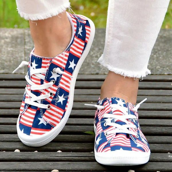 Sapatos casuais bandeira americana maga quarto de julho feminino feminino tênis feminino anti-slip tênis fêmea externa