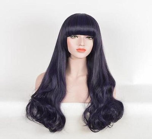 Super weiche dunkelviolette Farbe Mädchen Synthetisches Haar Anime Cosplay Wigs6940688