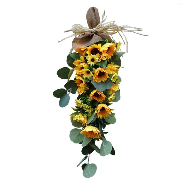 Dekorative Blumen Sonnenblumen Tränenbaum Swag gefälschte Blumenwandtür Hanging Simulation Girlande Kranz Kulisse Blumenpflanze Hausgarten