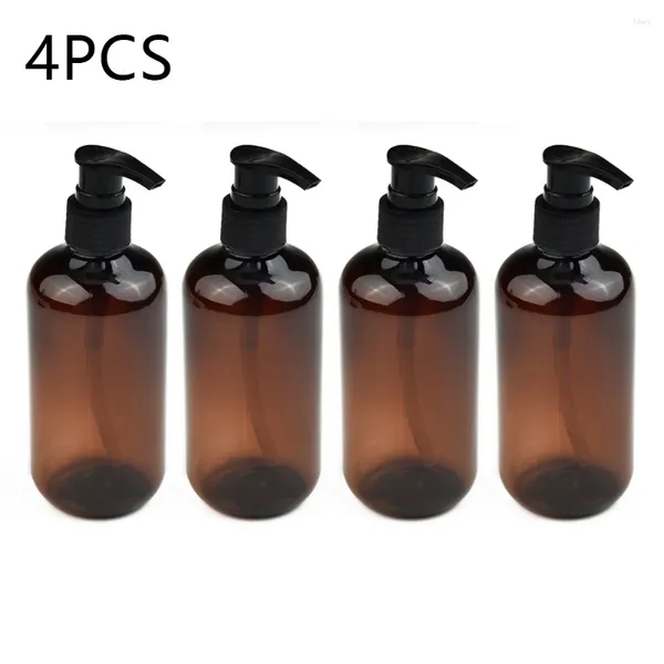 Flüssiger Seifenspender 4PCS Brown Lotion Flasche Split Haustiermaterial kann wiederverwendet werden, um Shampoo Conditioner -Haushalt zu beladen