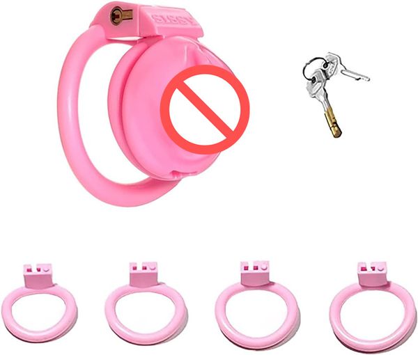 Chastity Cage Pembe Sahte Kadınlar Vajina Penis Kafesi 4 Yüzeyler Defter Cihazlar Nefes Alabaç Reçine Horoz Kilit Kilit Kilit Erkek Sissy SM Extreme Seks Oyuncakları (Üçüncü Nesil-Büyük)