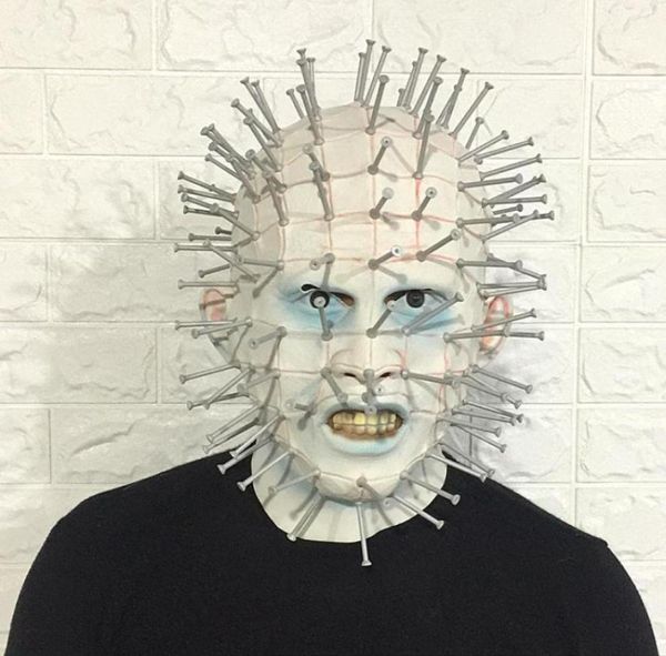 Hellraiser Pinhead Mask Mask Party Carnival Mascaras Head Nail Man Movie Маска Маска Хэллоуин Латекс Страшные маски подделка 224614859