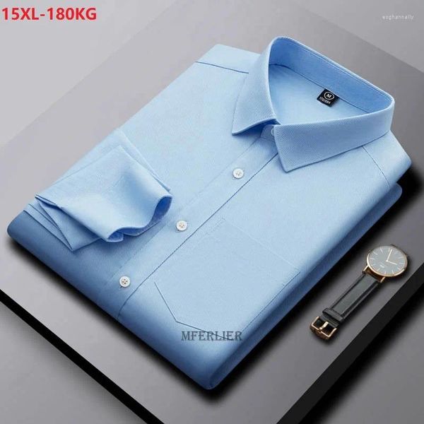 Camisas casuais masculinas de alta qualidade 13xl 15xl 165kg Autumn Winter Men Dress Dress Sleeve Long Size Business Business Formal Office