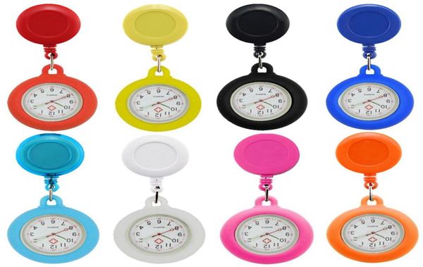 Красочные карманные часы Blank Badge Gatel Выдвижная медсестра врач силиконовой часы модные больницы Hang Clips Quartz Gift Watch 5014922