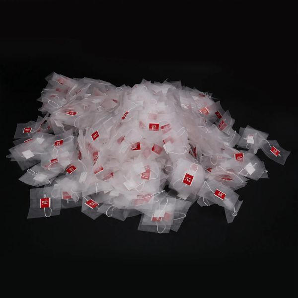 Teile 1000pcs5.5 x 7 cm Pyramiden Teebeutel Filter Nylon Teebeutel Einer Saiten Etikett Transparent leerer Teebeutel