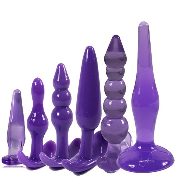 Massagem 6pcSset Soft Silicone Jelly Anal Dildo Butt Plug Plug Prostate Massager Produtos adultos Breads Brinquedos sexuais para casal7987343