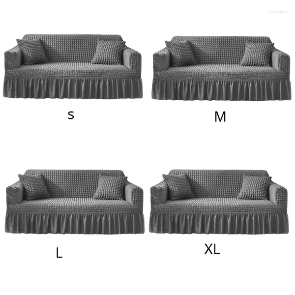 Stuhlabdeckung Sofa Cover Seersucker Strukturierter Beschützer mit Faltenrock für L-Form-U-Form-Abschnitte