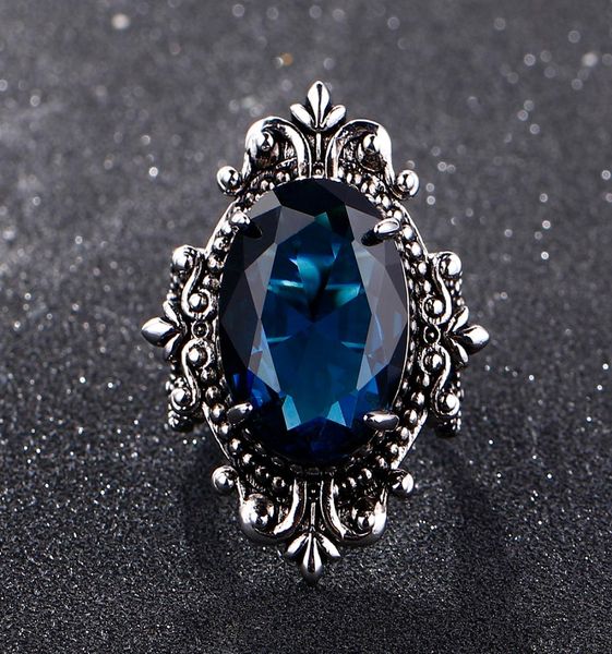 Big Peacock Blue Sapphire Ringe für Frauen Männer Vintage Real Silver 925 Schmuckring Jubiläum Party Geschenke8662752