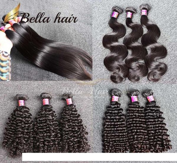 Bella Hair 9a 100 Remy Vergine Brasiliani Bundle Vergine non trasformata Dyable Extensions Bleadable Human Hair Extensions 3pcs Lot Brasile5614227