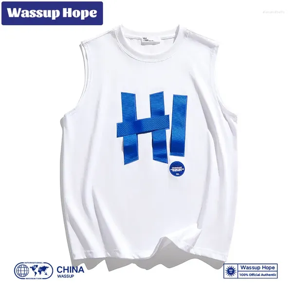 Herren-Tanktops Wassup Hope ärmelloses Weste Sommer Ins Sport Hip Hop Lose Manschette T-Shirt Chinesische Modemarke