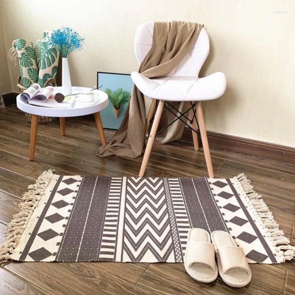 Tappeti in stile nordico bohemia kilim black bianco cotone soggiorno tappeto a tappeto geometrico striscia moderna design contemporaneo