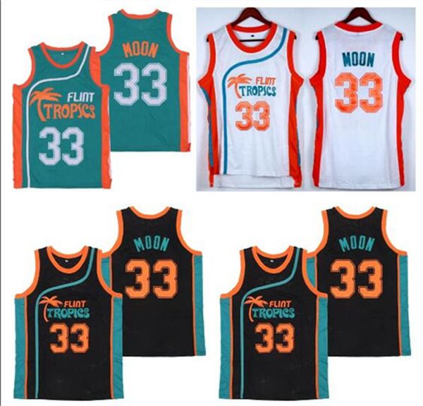 Maglie da basket per film Jackie Moon 33 Basketball Jersey Flint Tropics Semi Pro Movie Uomini tutti cuciti S-XXL di alta qualità