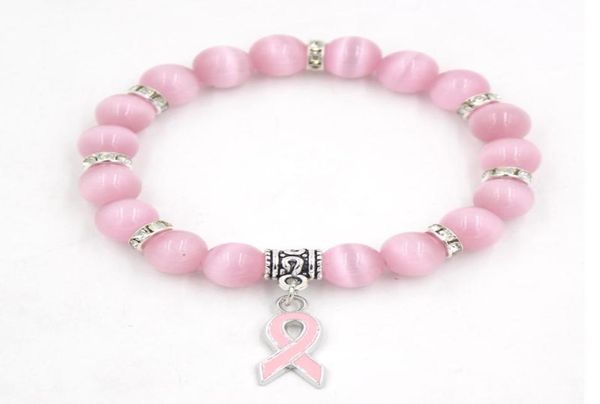 Pacchetto Gioielli di consapevolezza del cancro al seno Braccialetti Braccialetti di braccialetti di braccialetti di braccialetti di braccialetti di perline rosa rosa bianco