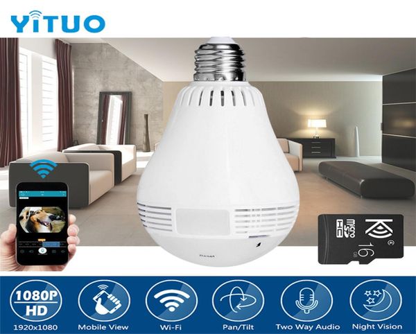 960p 360 -градусная беспроводная IP -камера Wi -Fi Fisheye Bulb Camara CCTV 3D VR -камеры Audio Panoramic Smart Home Security Yituo9259703