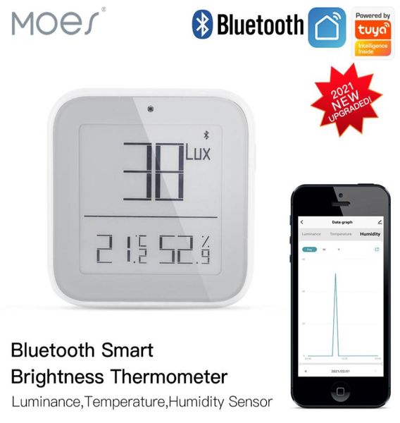 Moes Bluetooth Controlla il controllo del controllo della luminosità termometro in termini di temperatura sensibile alla luce e del rivelatore di umidità con 1908827