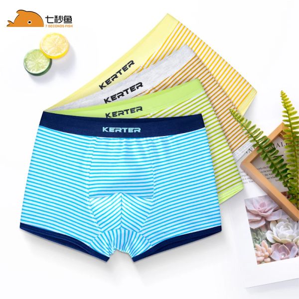 Shorts Boy Unterwäsche 2 Stück Kids Underpants Baumwolle Weichboxer Streifen Teenager Shorts Höschen