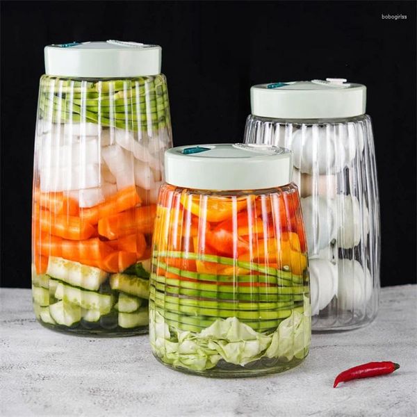 Bottiglie di stoccaggio 1L/1,4L/1.8L/2L Pickle di grande capacità Jar in vetro senza piombo Palnone per alimenti per la cucina Pickling Organizzatore