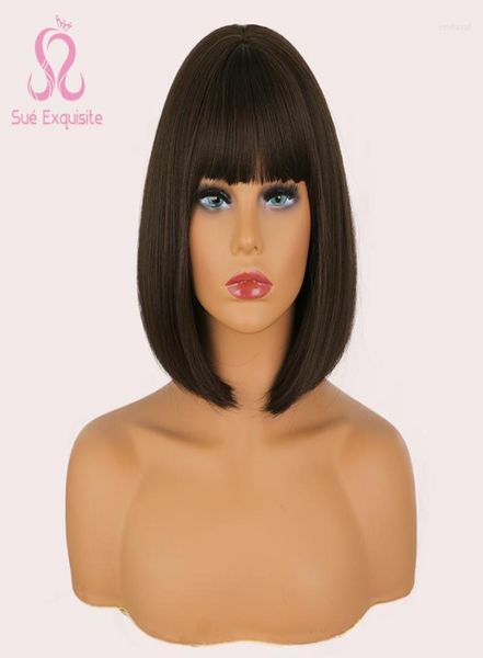 Le parrucche sintetiche ci sono squisite per donne parrucca bob corta con frangia nera rossa bionda rosa lolita cosplay party naturale kend224943319