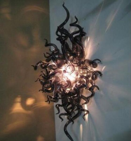 Lampada artistica da parete nera moderna 100 Lampade a parete in vetro Murano fatte a mano per la camera da letto Sogro Scontro Lighting2502063