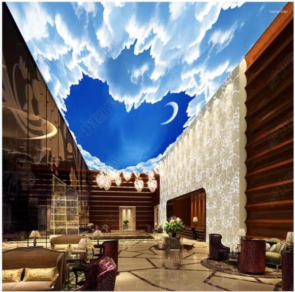 Sfondi sfondi a soffitto personalizzato per pareti 3 d zenith murale hd 3d fantasy cuore a forma di luna carta da parete