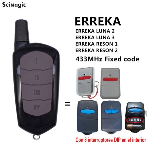 Anelli 10pcs ERREKA Reson 1 / Reson 2 Garage Remote Control Gate Keychain Erreka Luna 2 / Luna3 433MHz Codice fisso