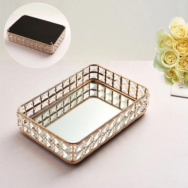 Aufbewahrungsboxen 1PCS Vintage Crystal Glass Mirror Tably Desktop Dessert Fruchtschmuck Display Teller