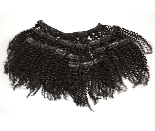 2mm Clip in lockigen Haarverlängerungen Jungfrau Mongolian Kinky Curly Clip Human Hair Extensions 7pcs GEYS5054671